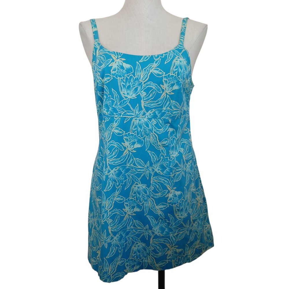 Royal Robbins Womens Blue Floral Cotton Mini Dress Size M Tropical Travel